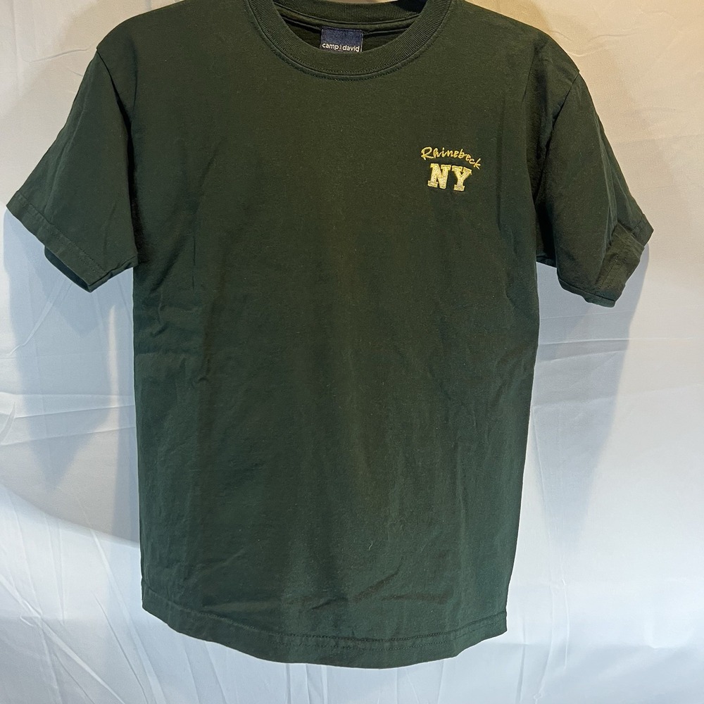 Vintage Camp David T Shirt‎ Youth Medium Green Embroidered Rhinebeck NY Tee 90s